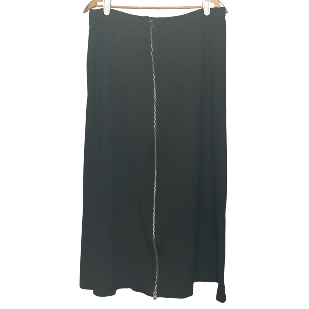 J Jill Long Black Maxi Skirt 2 Way Front Zipper Size Large L Stretch
